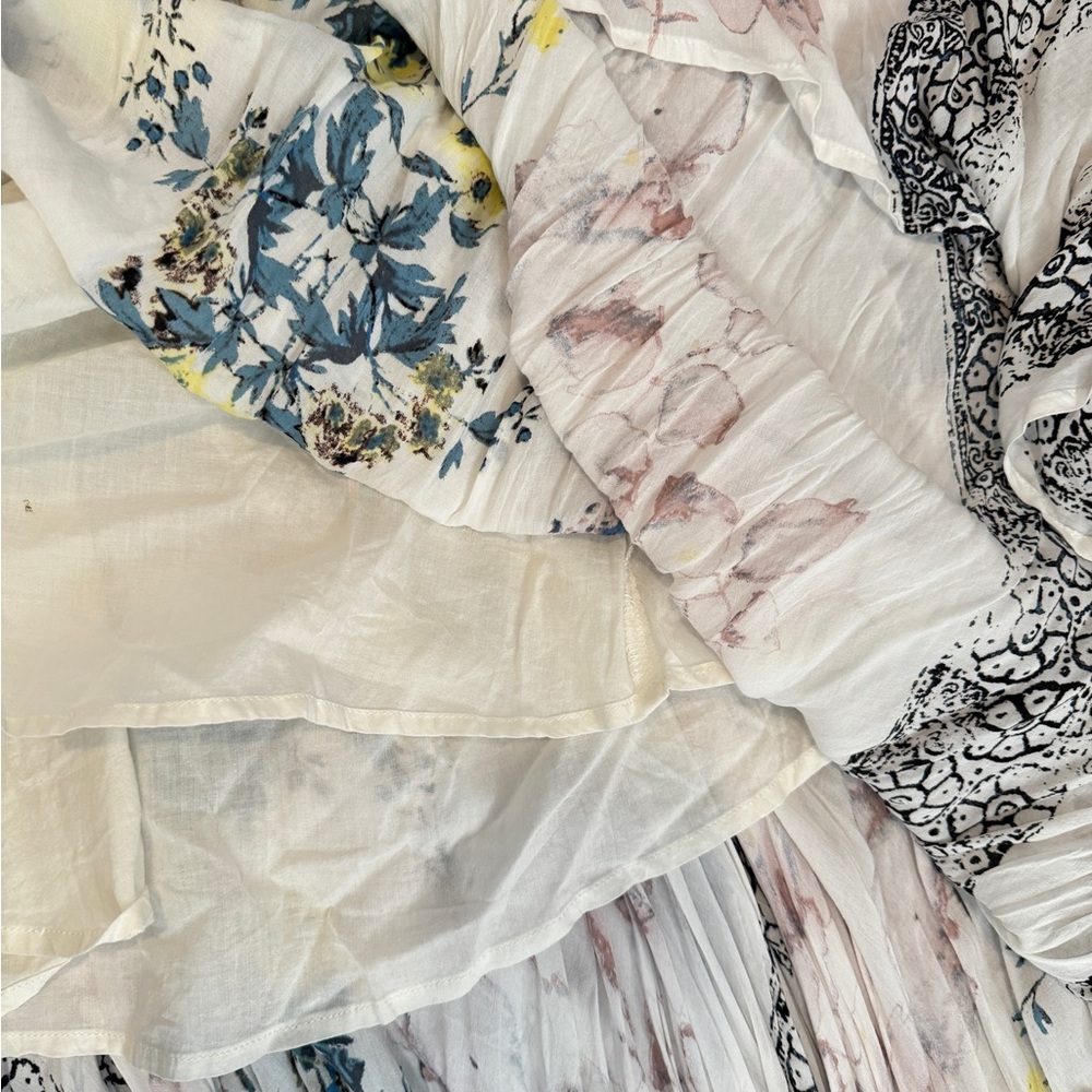 Free People Asymmetrical boho maxi Floral Skirt - White, Yellow, Blue Size S - Picture 5 of 11